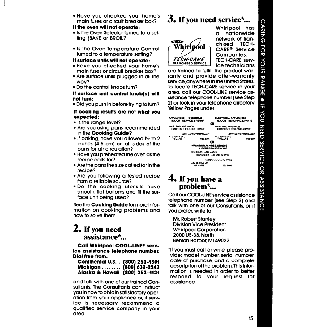 Whirlpool RF303BXP manual If you need service, If you have a Problem 