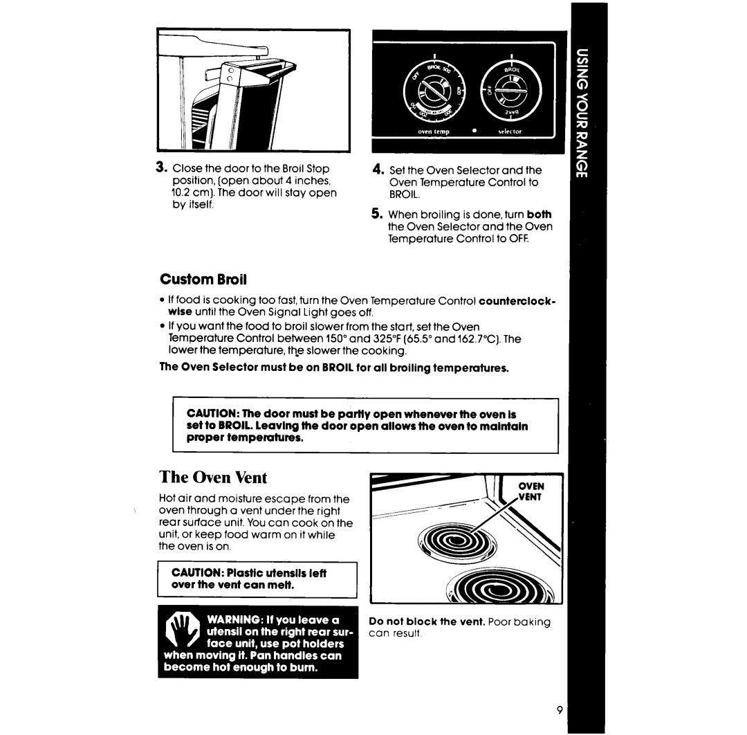 Whirlpool RF303BXP manual The Oven Vent, Custom Broil 