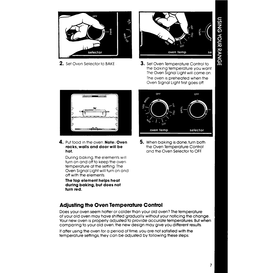 Whirlpool RF302EXP, RF305EXP manual Oven Temperature Control 