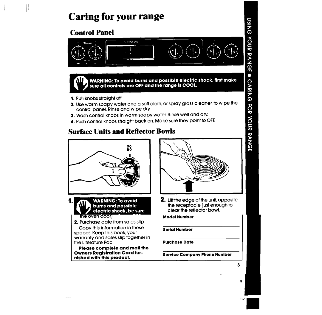 Whirlpool RF306BXP manual Surface Units and Reflector Bowls 