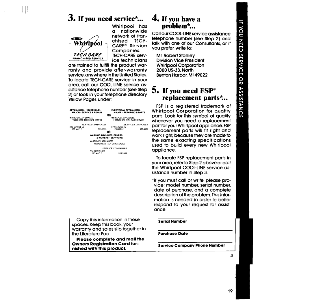 Whirlpool RF306BXP manual If you need service, If you have a problem 