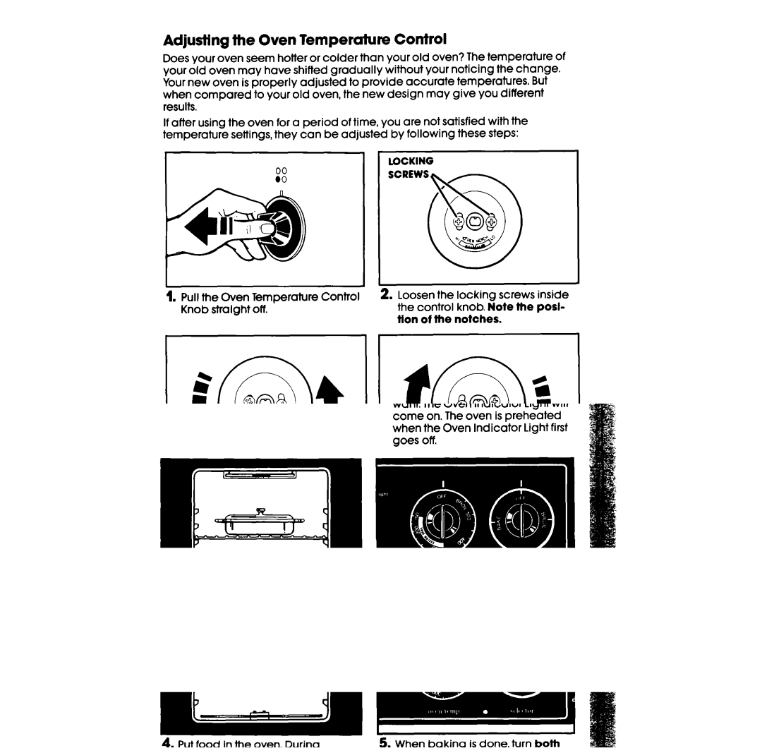 Whirlpool RF306BXV manual Adjusting the Oven Temperature Control, Pull the Oven Temperature Control Knob stralght off 