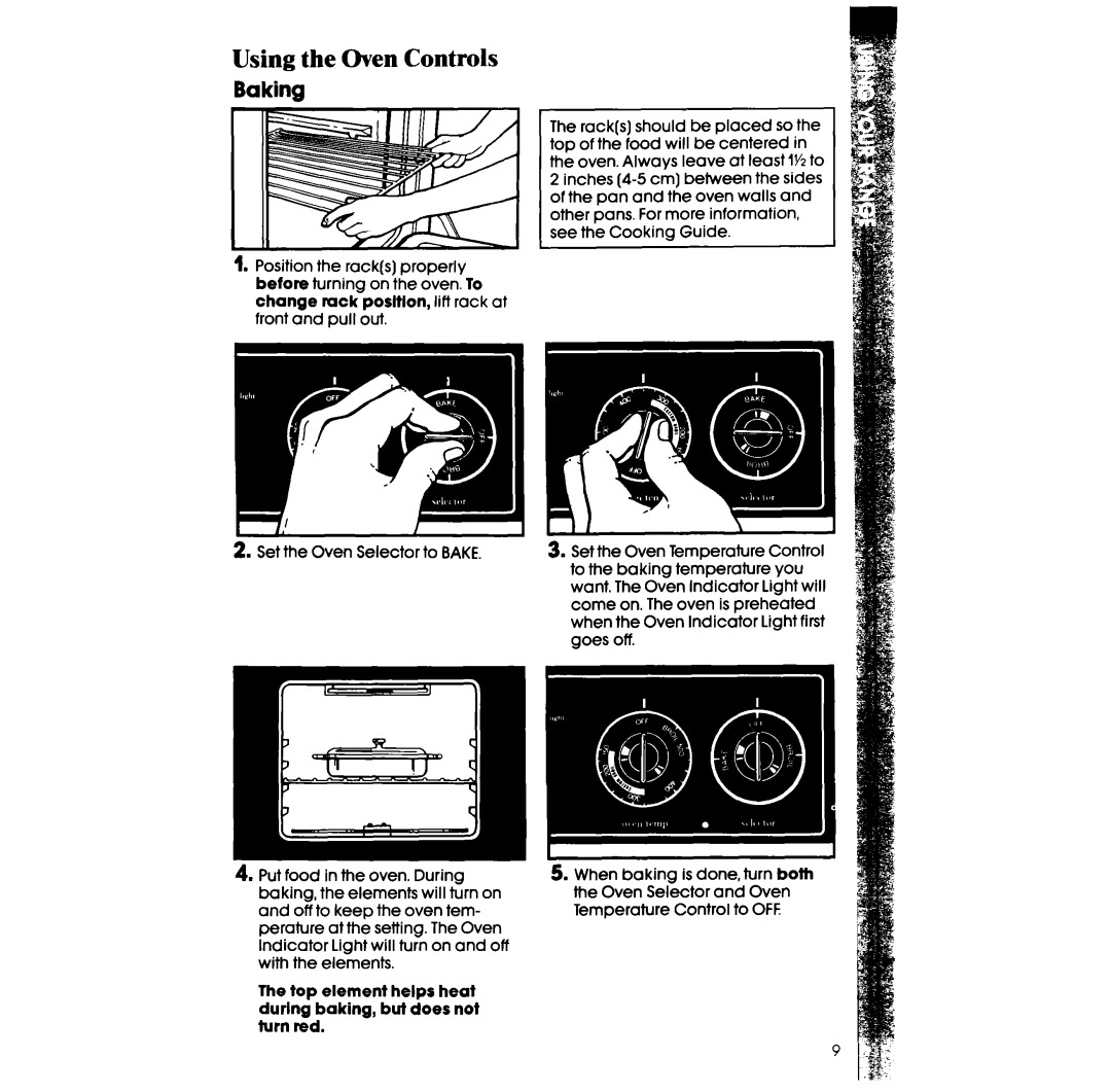 Whirlpool RF306BXV manual Using the Oven Controls, Baking 