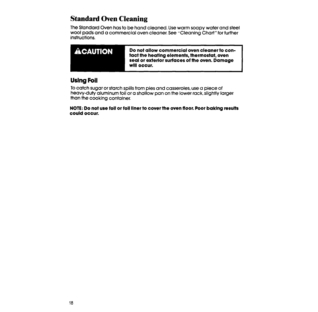 Whirlpool RF306BXV manual Standard Oven Cleaning, Using Ml 