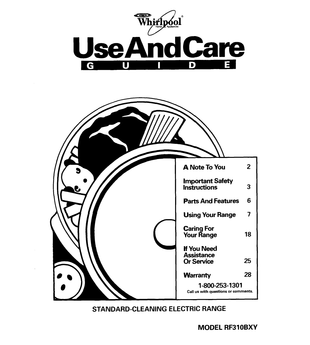 Whirlpool RF310BXY important safety instructions UseAndCare 