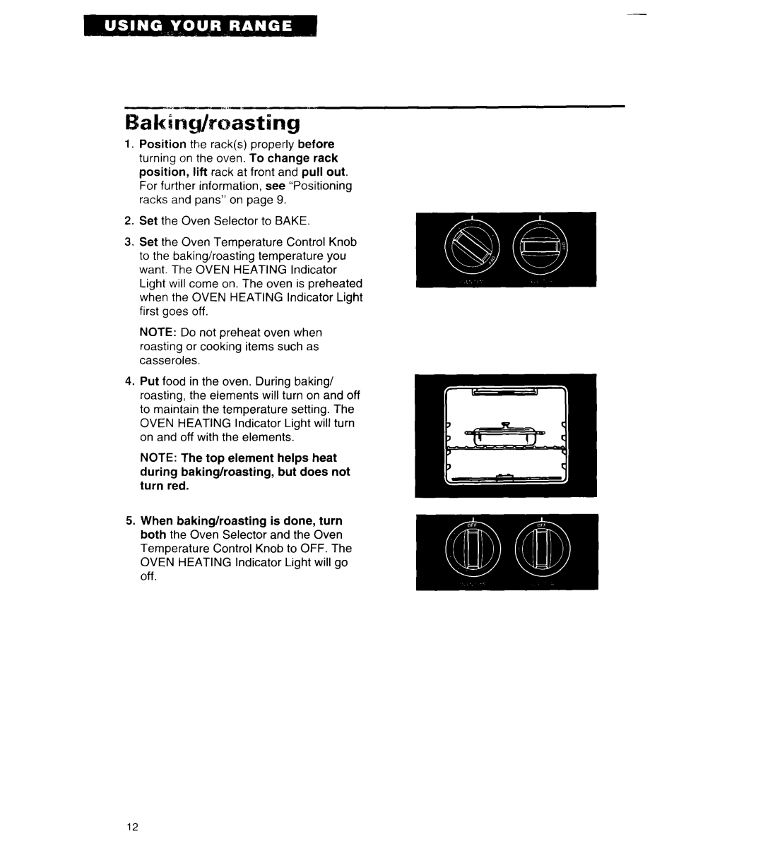 Whirlpool RF310BXY important safety instructions Aking/roasting 