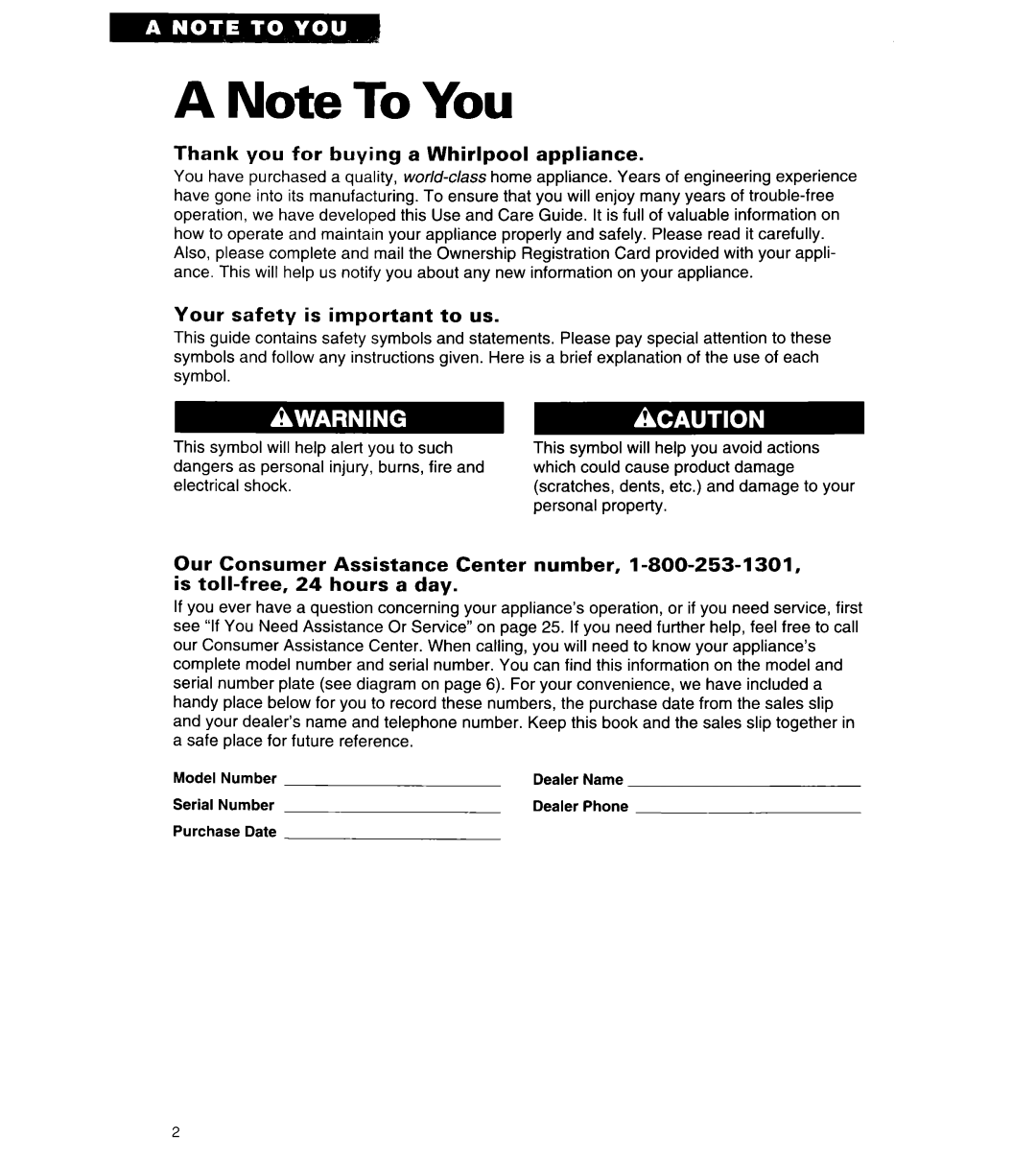 Whirlpool RF310BXY important safety instructions Thank you for buying a Whirlpool appliance, Your safety is important to us 