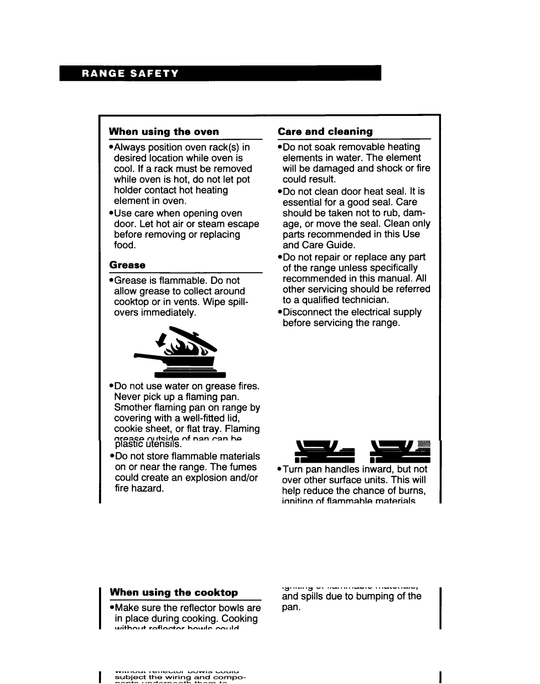 Whirlpool RF310PXD warranty When using the oven, Grease, Care and cleaning 