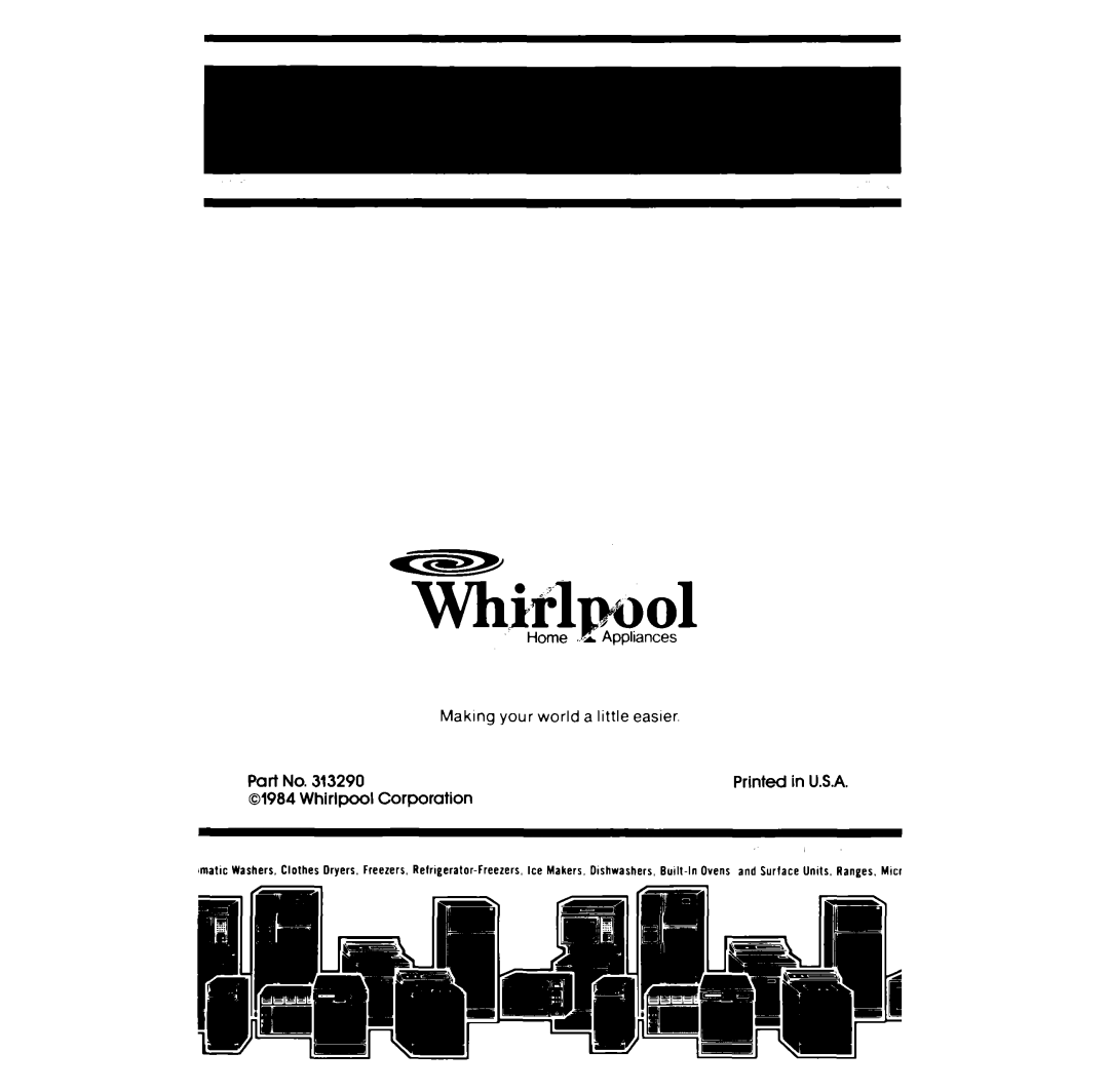 Whirlpool RF3120XP manual Maklng your world a little easier, Whirlpool, Corporation 