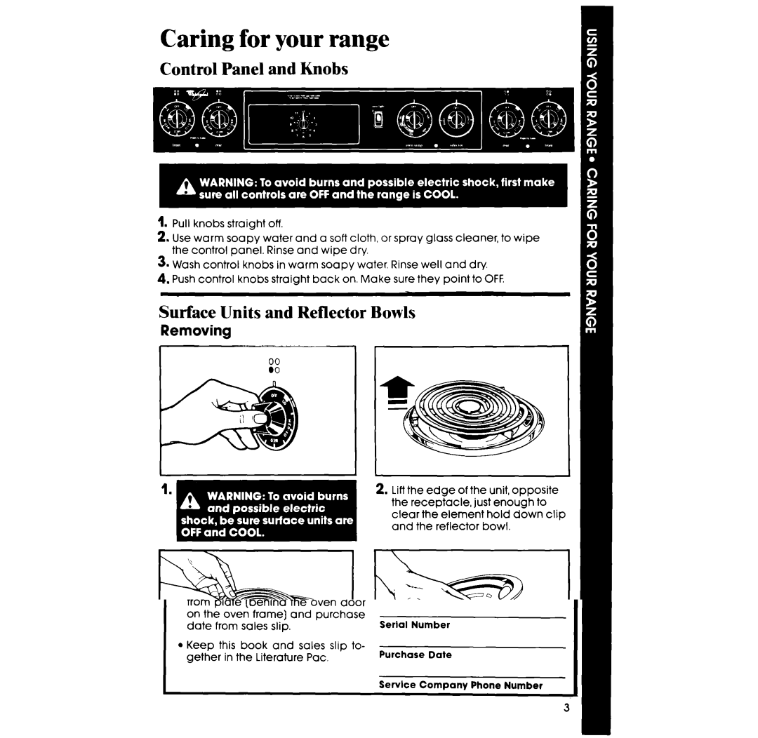 Whirlpool RF310PXV, RF313PXVT, RF3100XV manual Surface Units and Reflector Bowls, Removing 