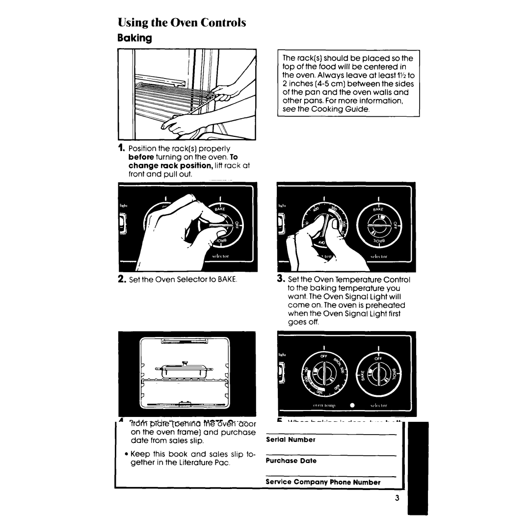 Whirlpool RF3100XV, RF313PXVT, RF310PXV manual Using the Oven Controls, Baking 