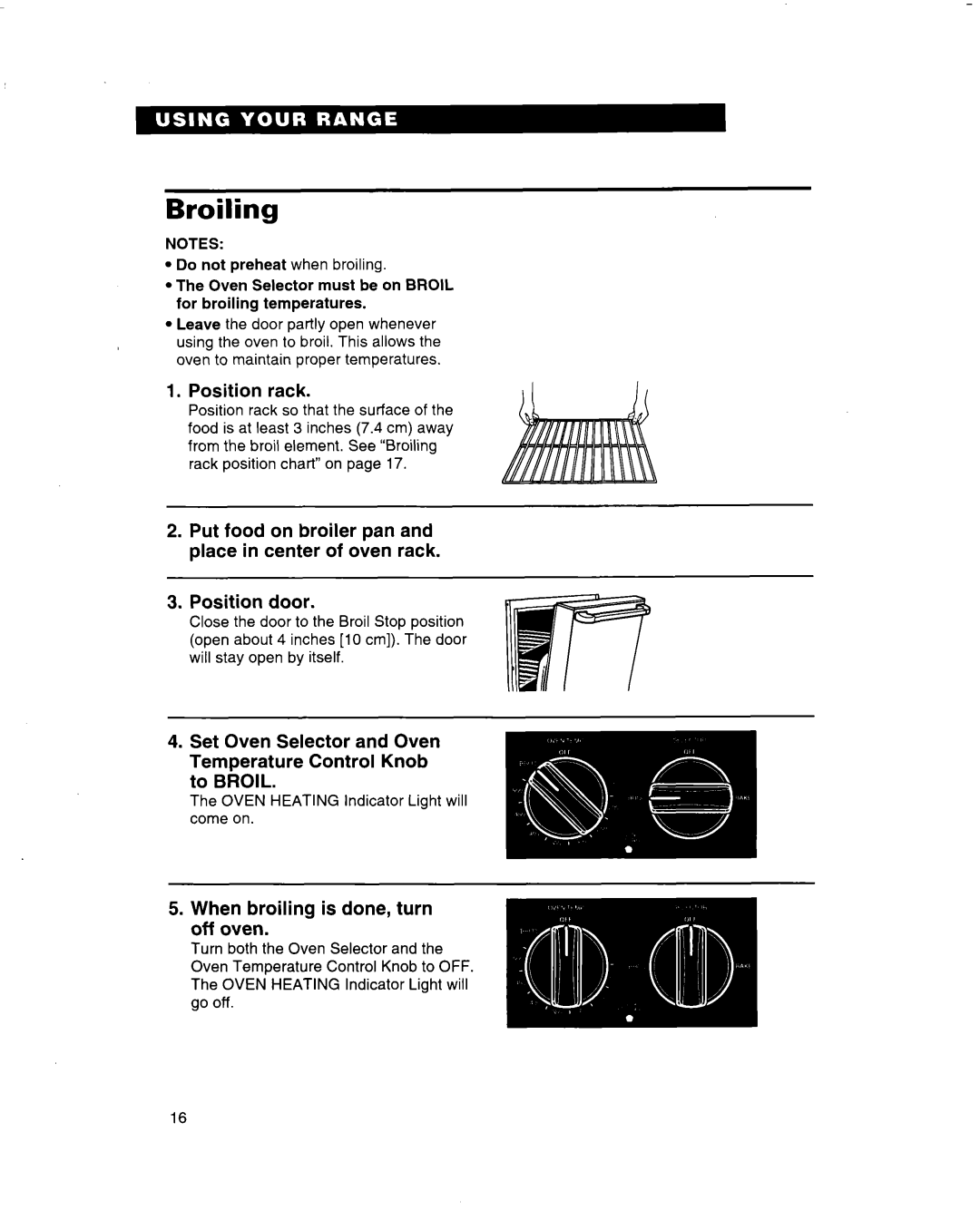 Whirlpool RF314BBD manual Broiling, Position rack, When broiling is done, turn off oven 