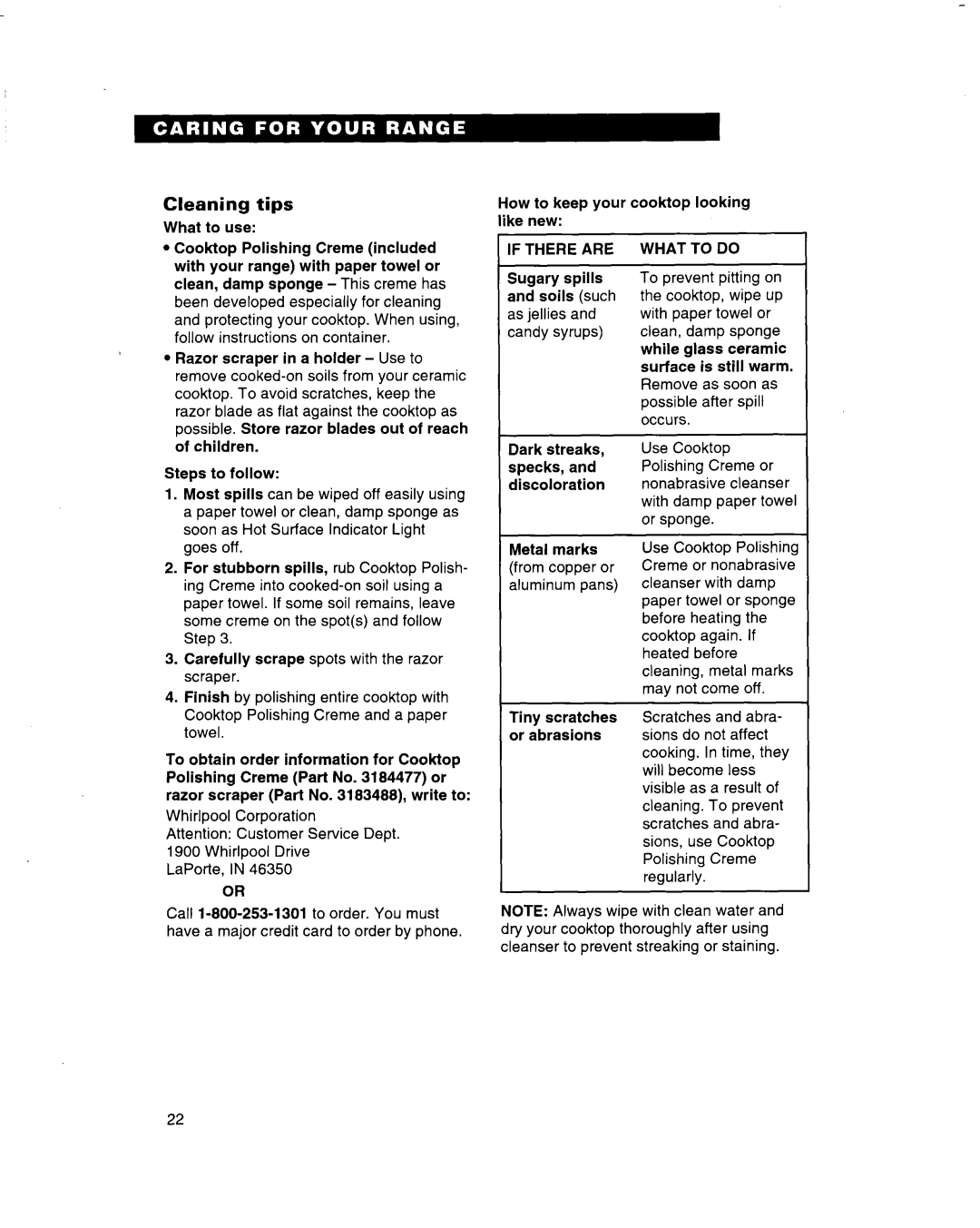 Whirlpool RF314BBD manual Cleaning tips, If There are, What to do 