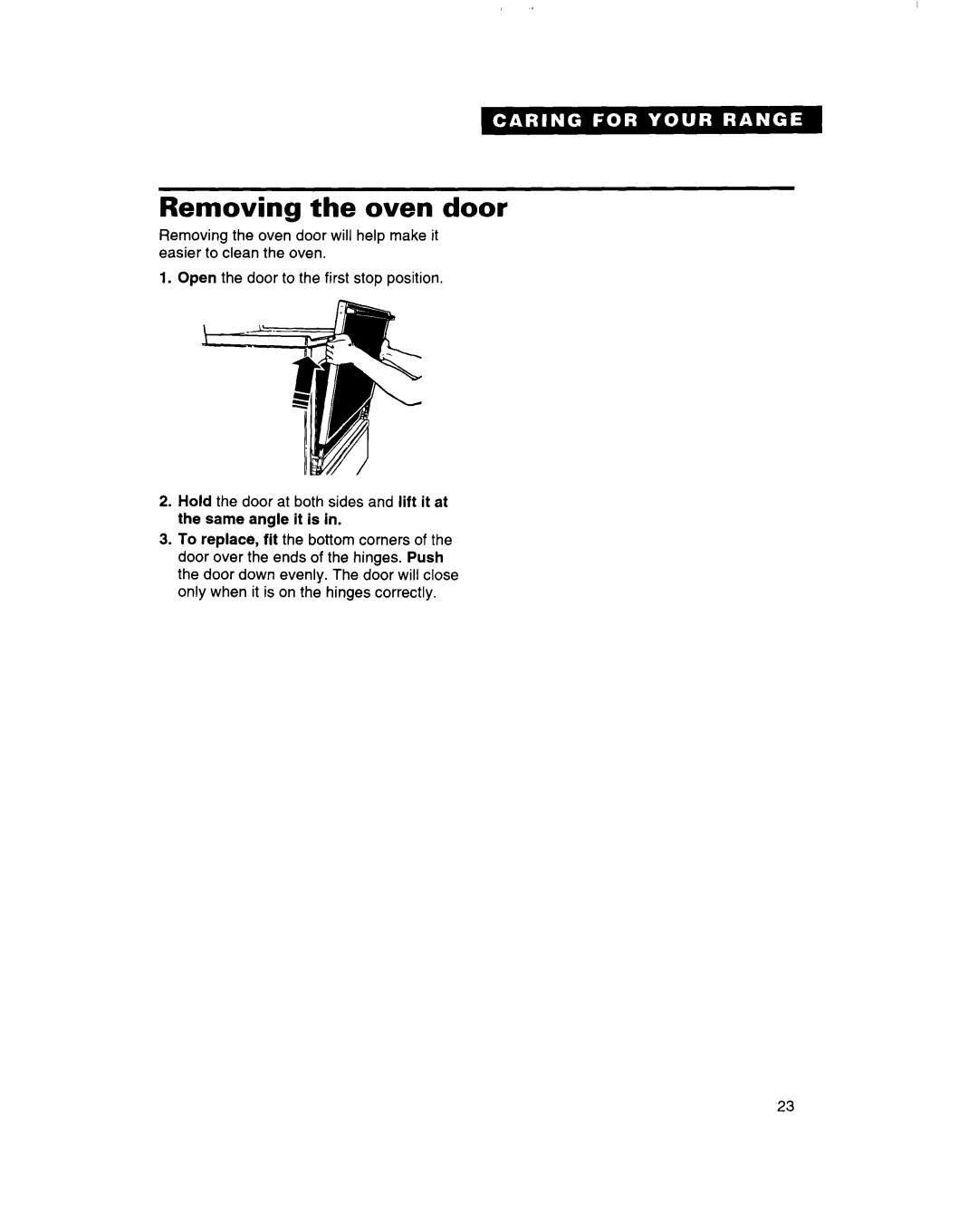Whirlpool RF314BBD manual Removing the oven door 