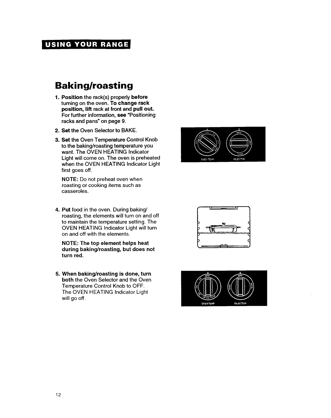 Whirlpool RF314BXB important safety instructions Baking/roasting 