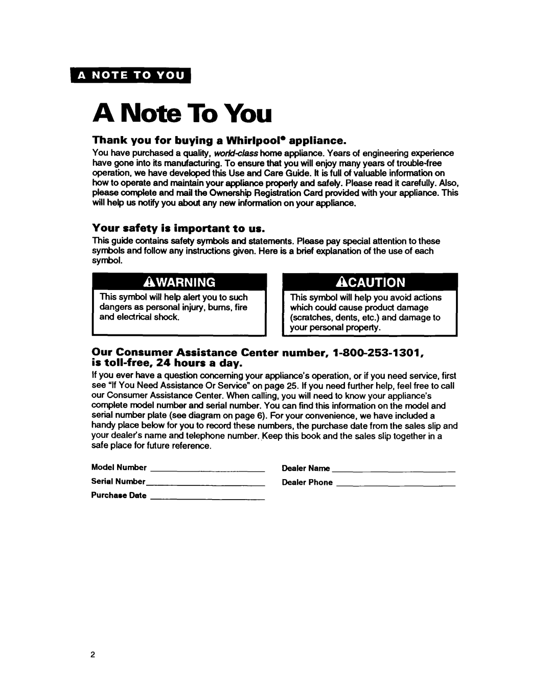 Whirlpool RF314BXB important safety instructions Thank you for buying a WhirlpooP appliance, Your safety is important to us 