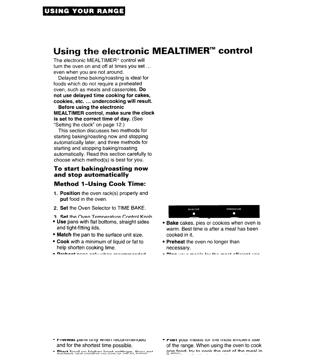 Whirlpool RF315PCY important safety instructions Using the electronic MEALTIMER’ control 