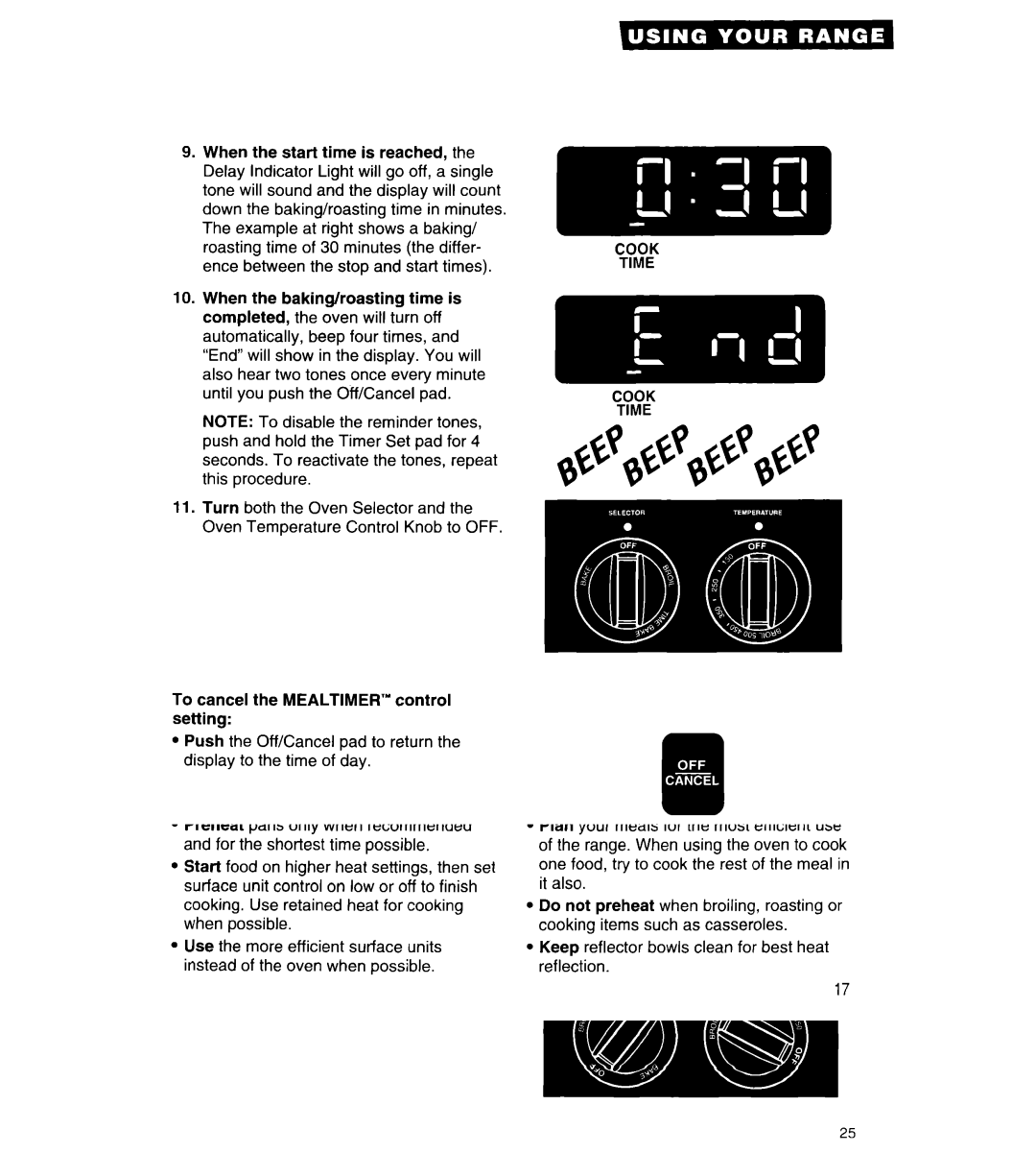 Whirlpool RF315PCY important safety instructions Method 3-Using Cook Time and Stop Time 