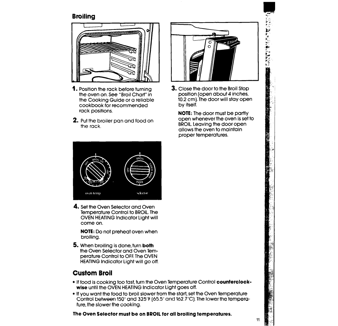Whirlpool RF315PXX manual Broiling, Custom Broil 