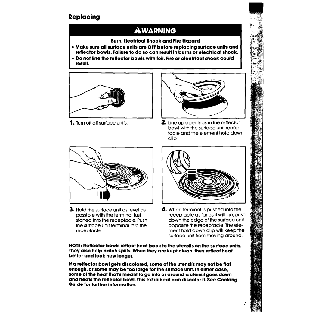 Whirlpool RF315PXX manual Replacing 