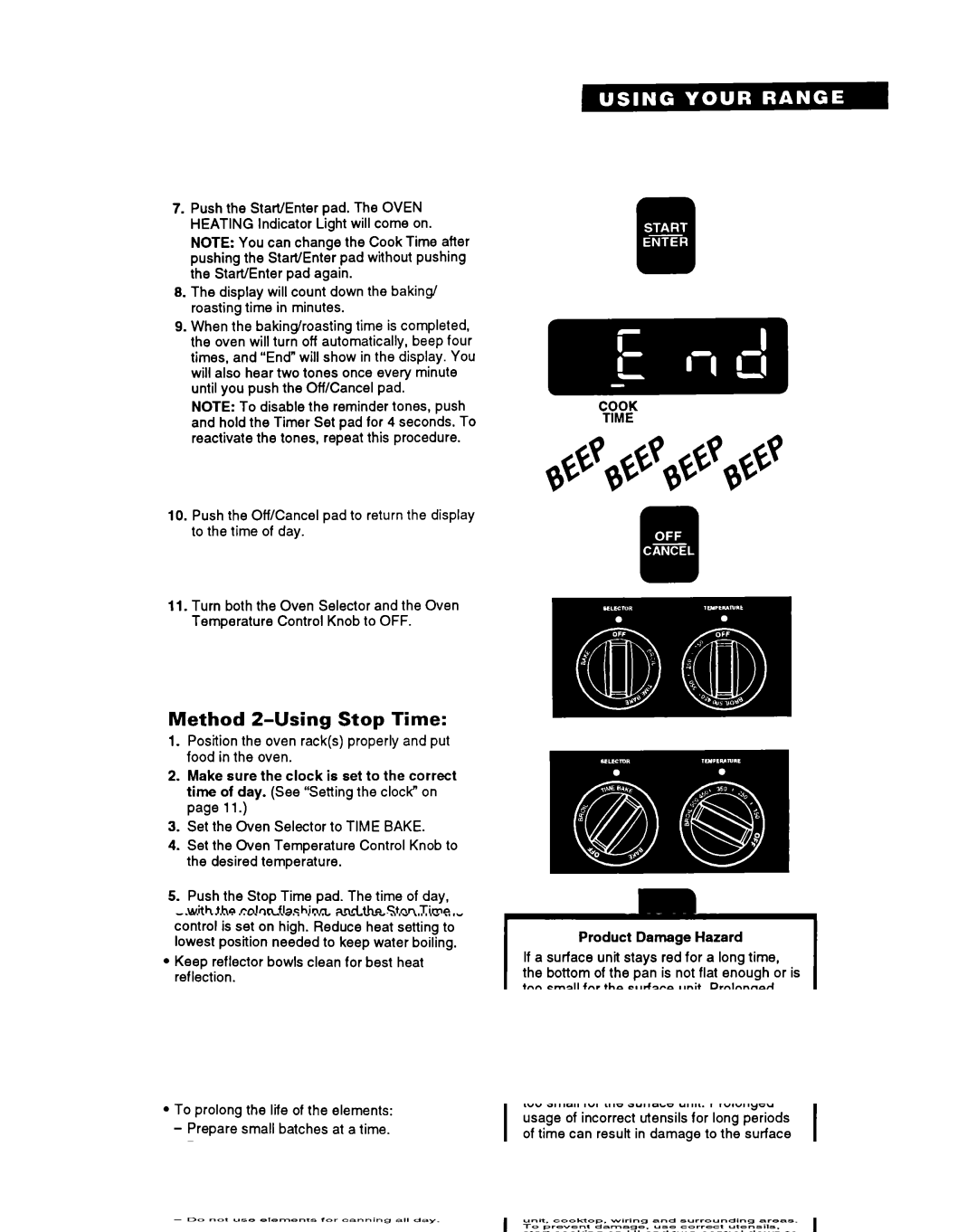 Whirlpool RF315PXY important safety instructions Method Z-Using Stop Time 