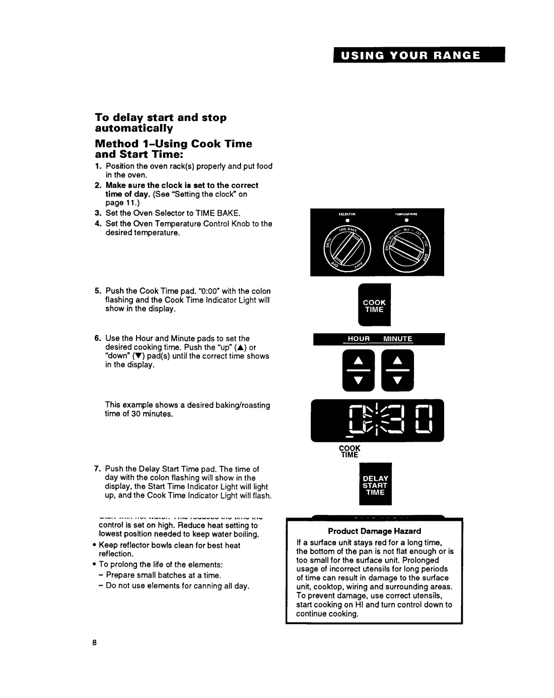 Whirlpool RF315PXY important safety instructions Cook Start Time Time 