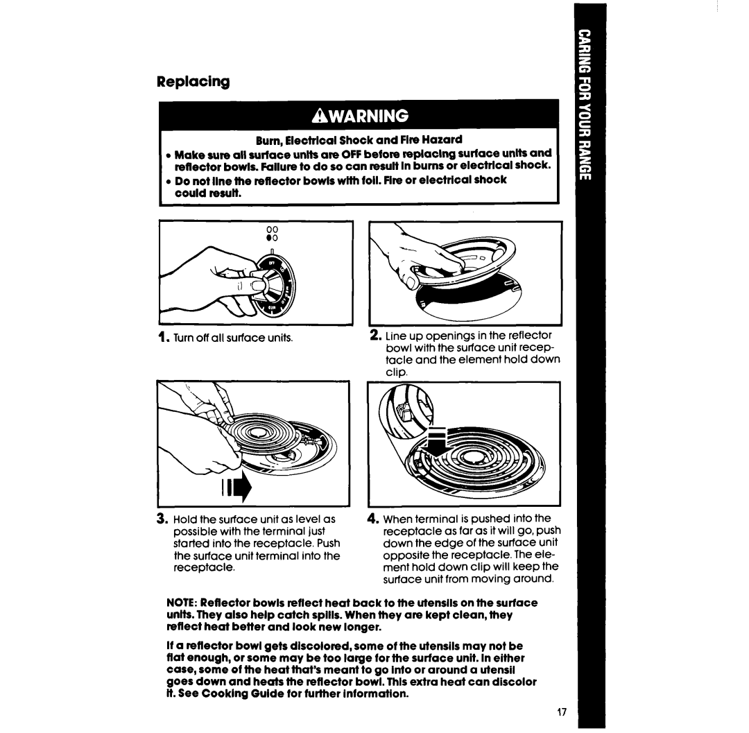 Whirlpool RF3165XW manual Replacing 