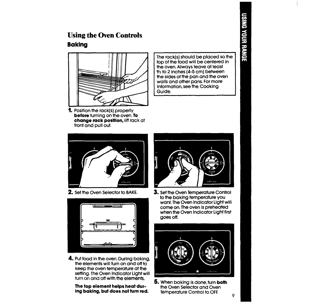 Whirlpool RF3165XW manual Using the Oven Controls, Baking 