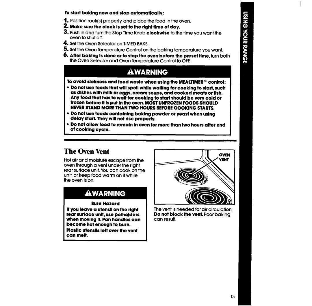 Whirlpool RF3165XW manual The Oven Vent 