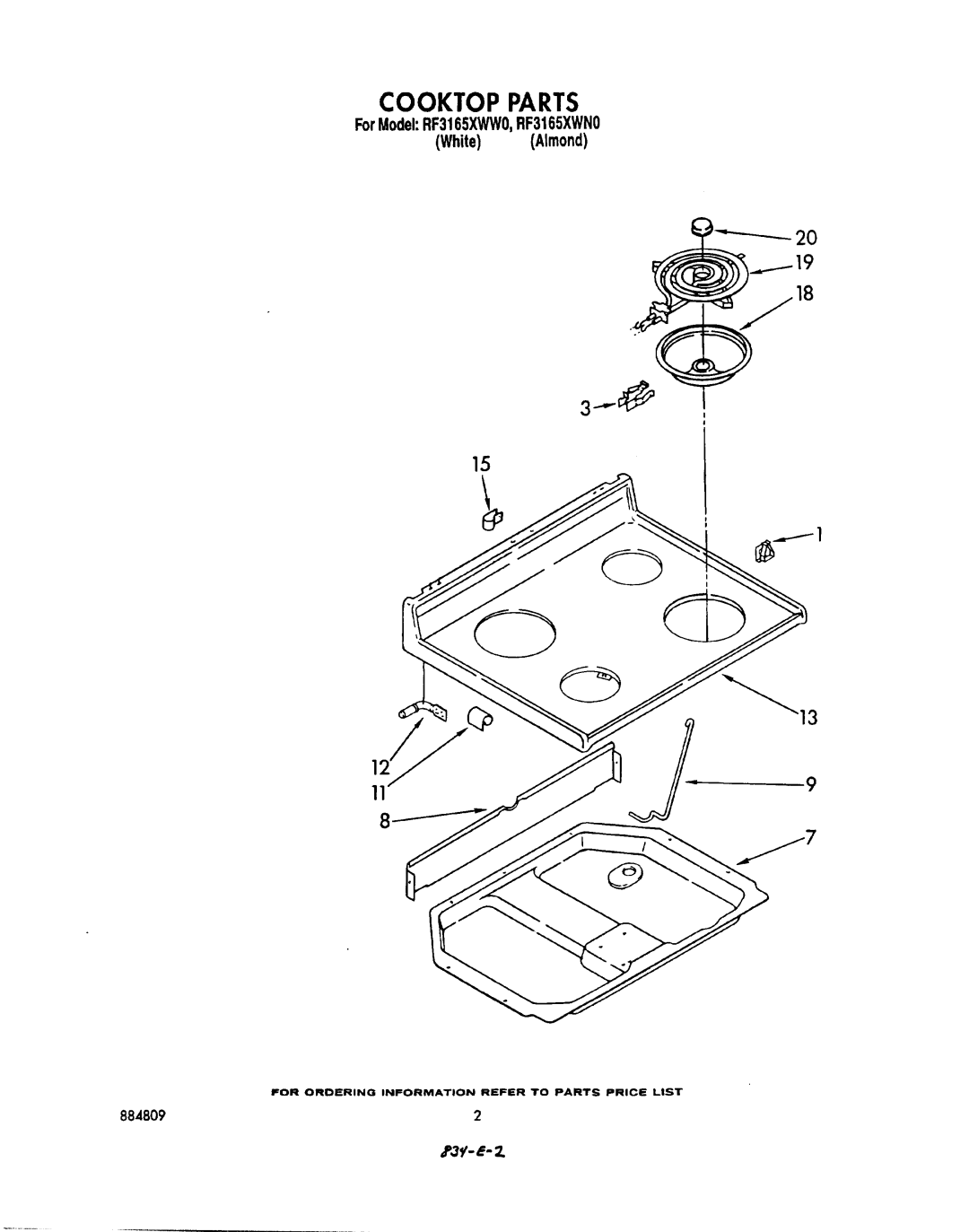 Whirlpool RF3165XWWO manual 