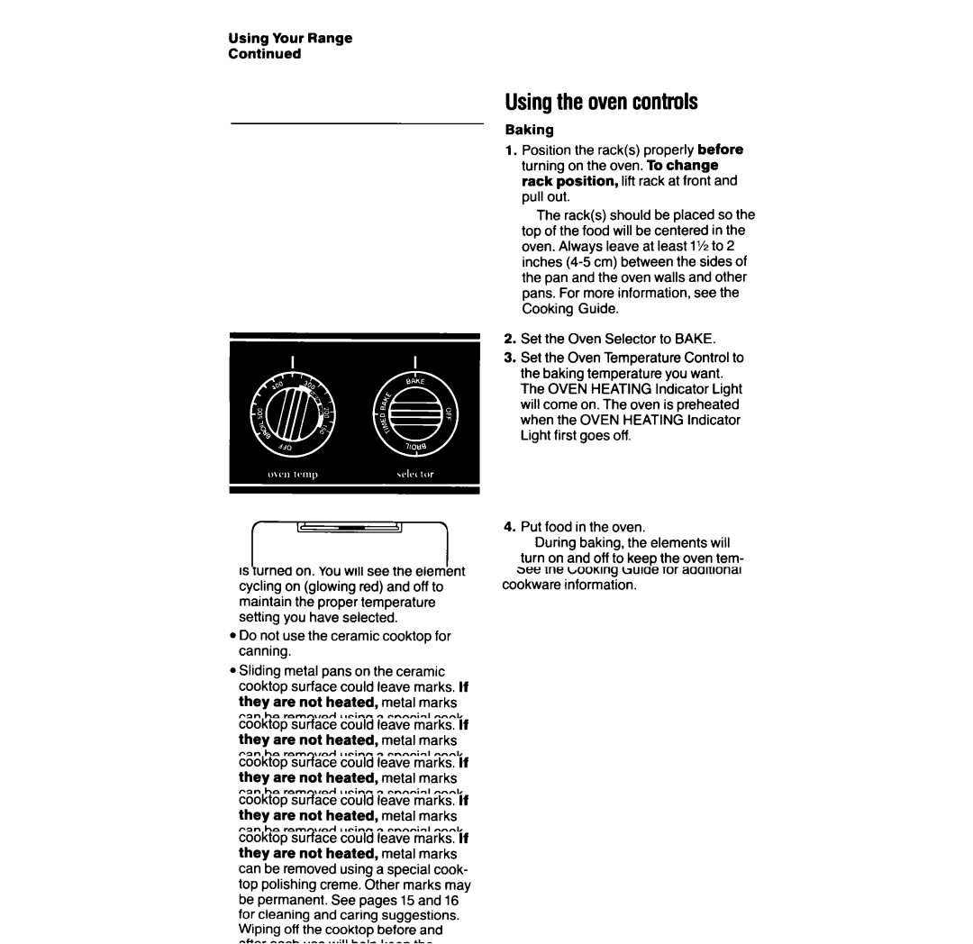 Whirlpool RF316Pxx manual Usingthe ovencontrols, Using Your Range 