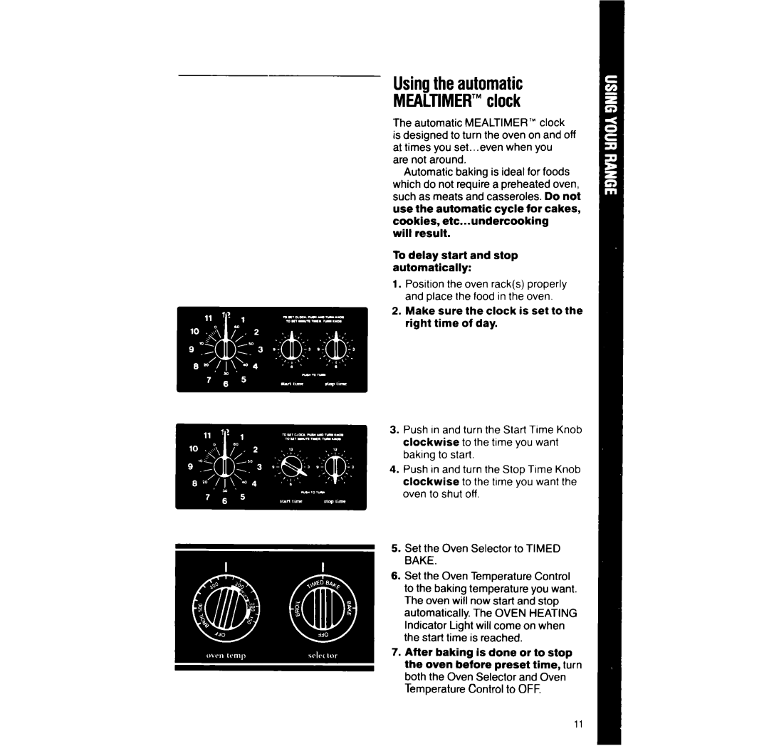 Whirlpool RF316Pxx manual Usingtheautomatic MEALTIMER’”clock 