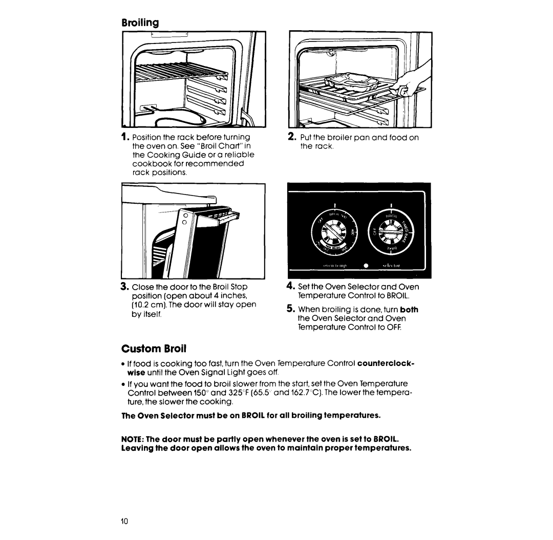 Whirlpool RF317PXV manual Broiling, Custom Broil 