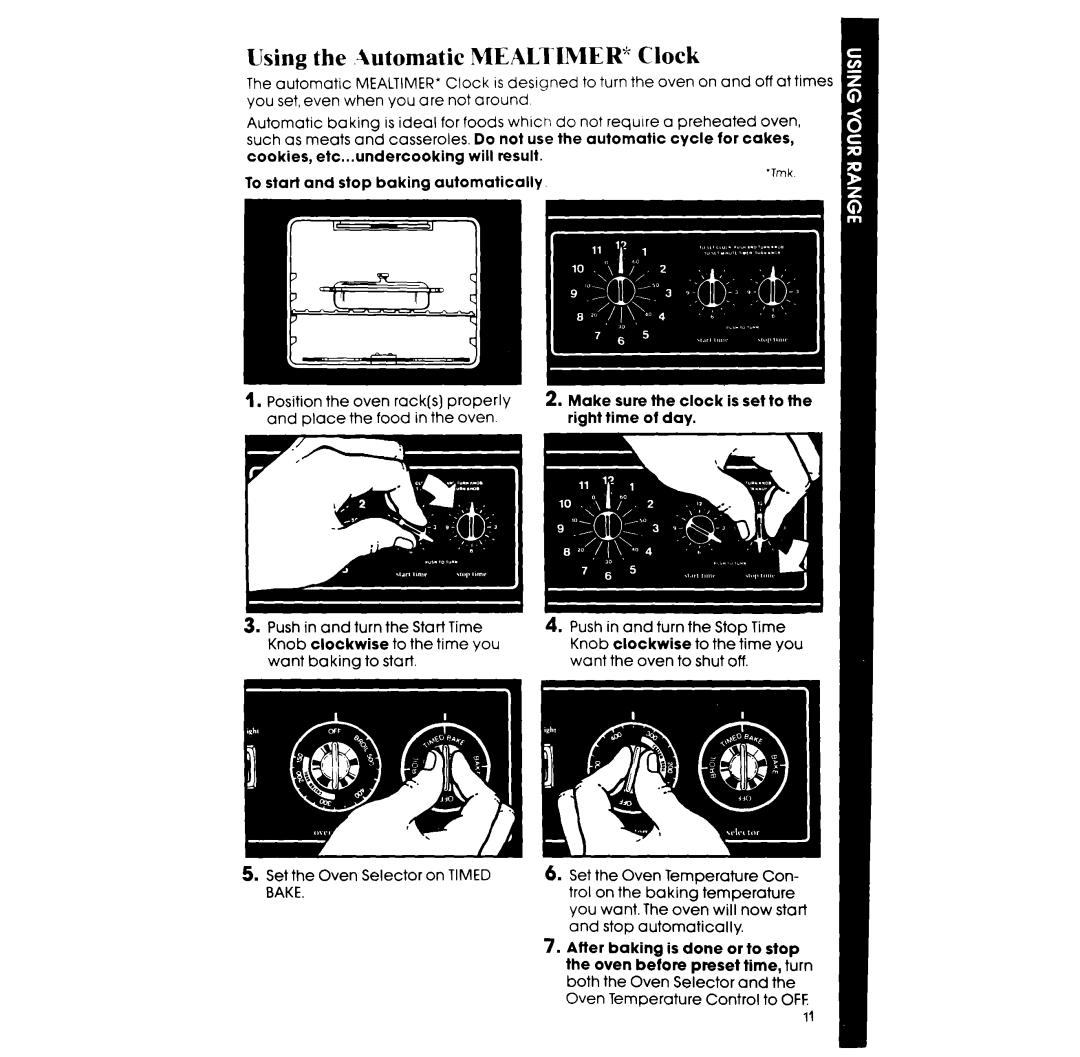 Whirlpool RF317PXV manual Using the .lutomatic MEALI-LMER’ Clock 