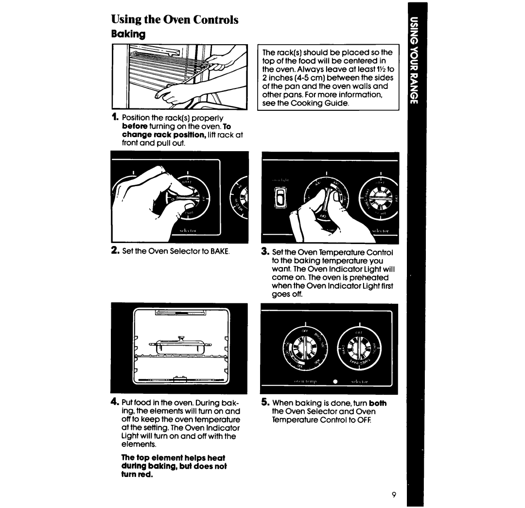 Whirlpool RF317PXW manual Using the Oven Controls, Baking 