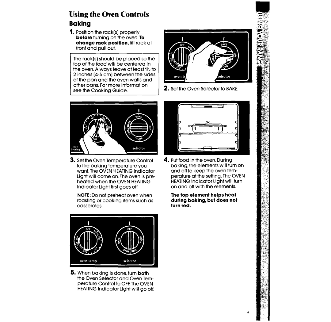 Whirlpool RF317PXX manual Using the Oven Controls, Baking 