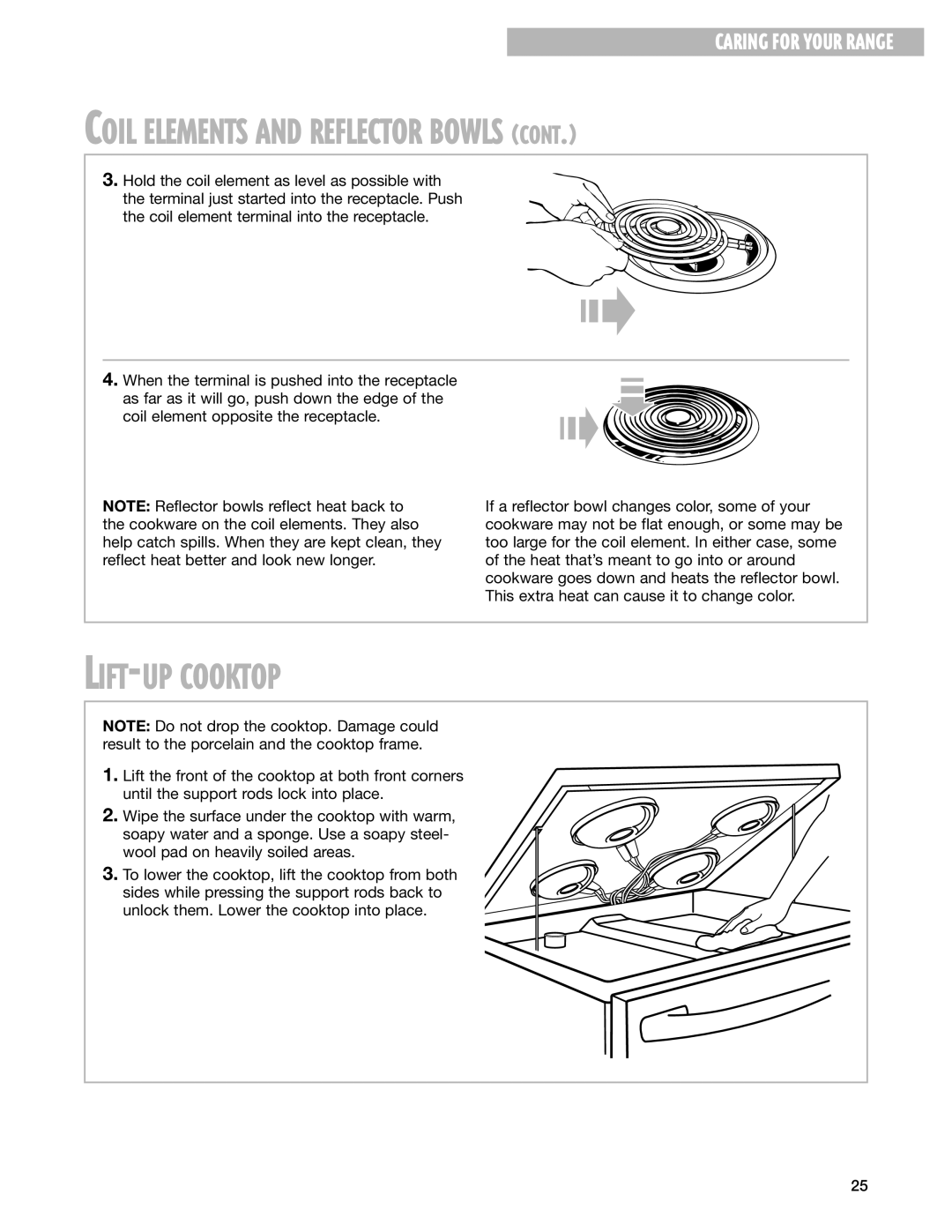 Whirlpool RF325PXG warranty LIFT-UP Cooktop 