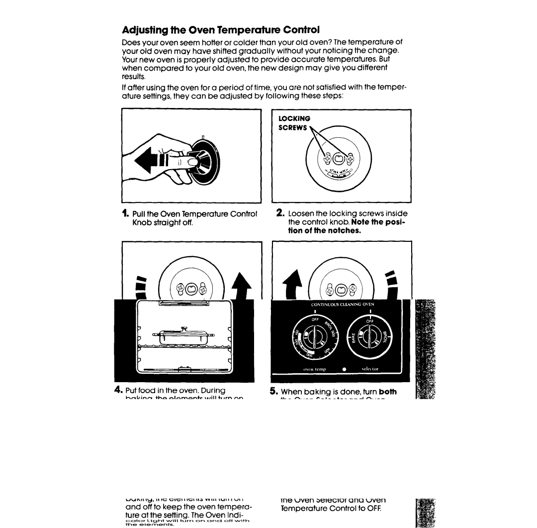 Whirlpool RF327PXV manual Adjusting the Oven Temperature Control 