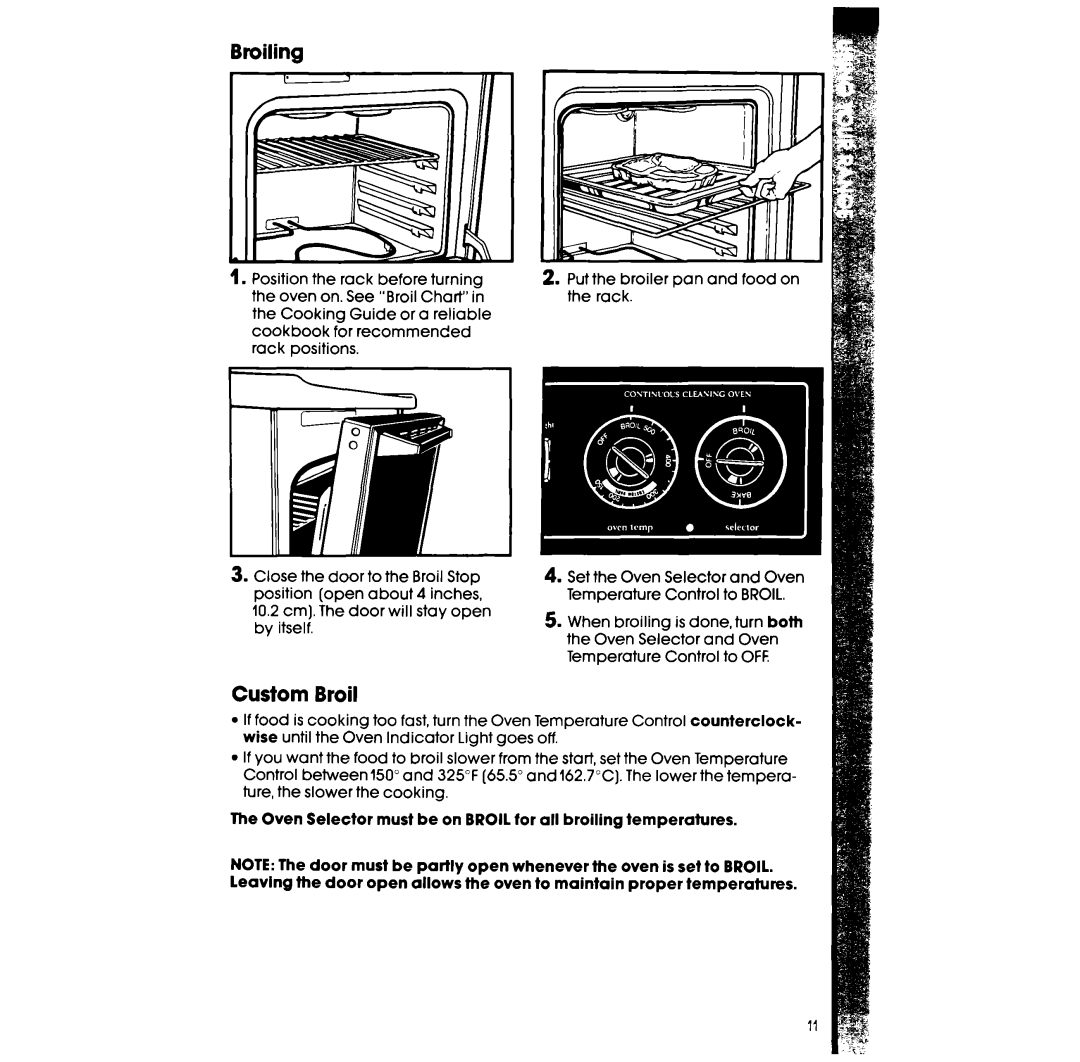 Whirlpool RF327PXV manual Broiling, Custom Broil 
