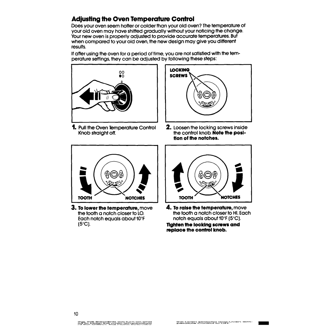 Whirlpool RF3300W manual Adjusting the Oven Temperutu~ Control 