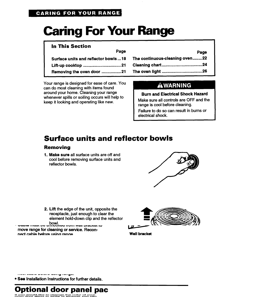 Whirlpool RF330PXA warranty Caring For Your Range, Surface units and reflector bowls, This Section, Removing 