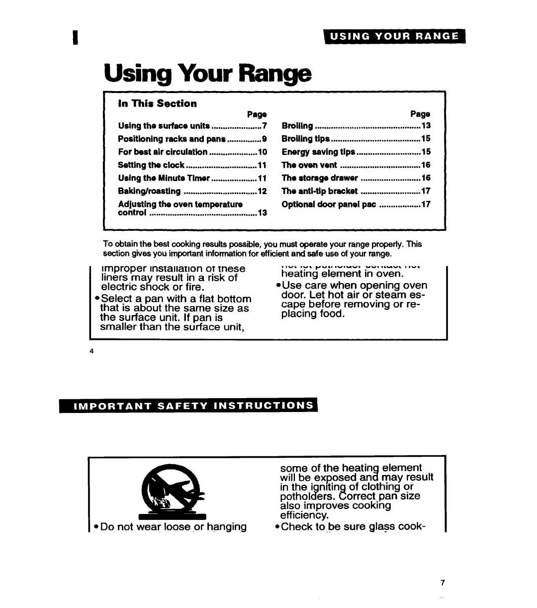 Whirlpool RF330PXA warranty Range, Using the surface units 