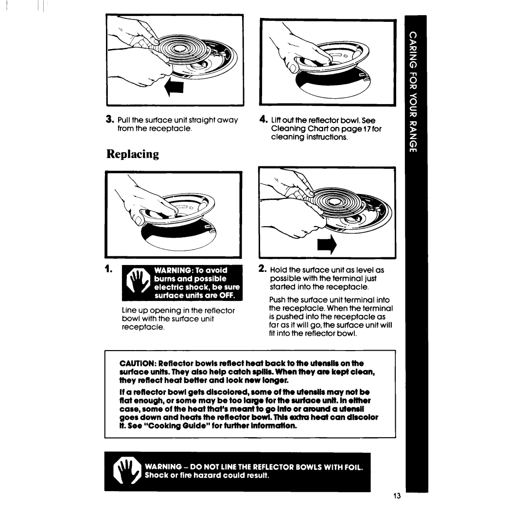 Whirlpool RF333PXPT, RF330PXP, RF3300XP manual Replacing 