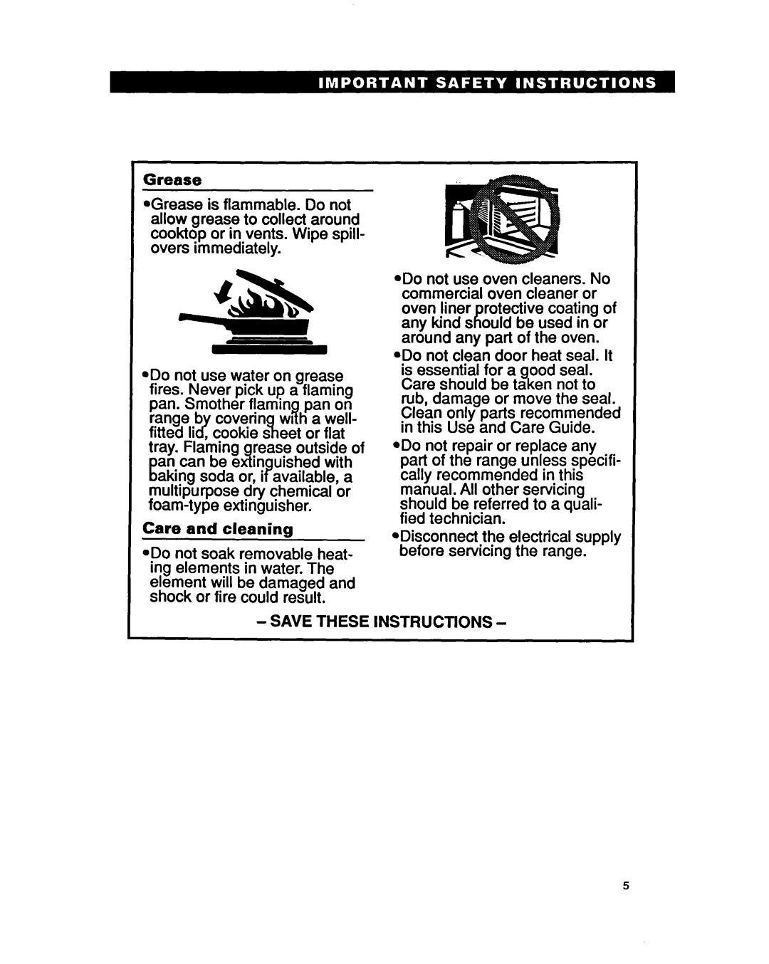 Whirlpool RF330PXY manual an can be extin uished with, Save These Instructions 