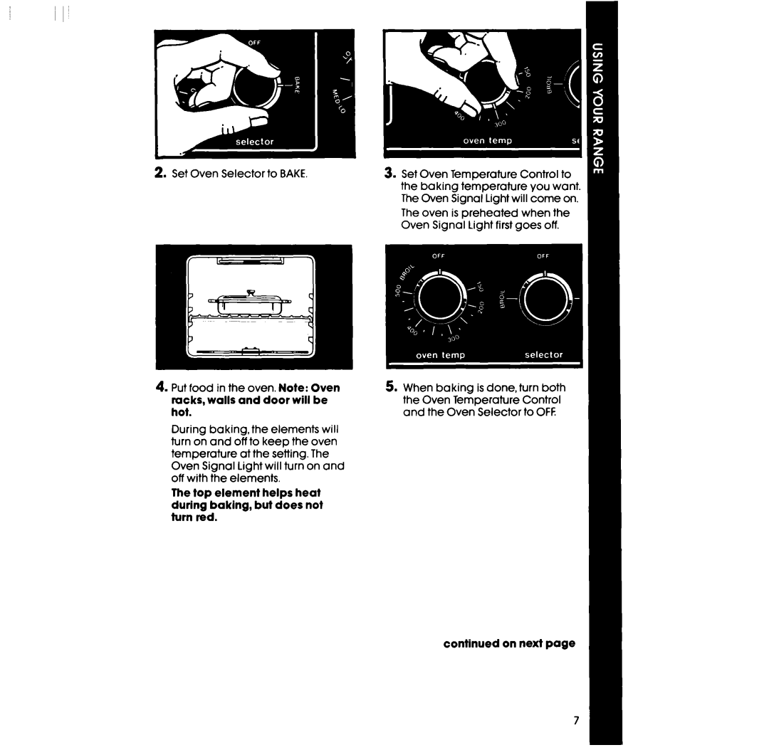 Whirlpool RF335EXP manual Top element helps heat during baking, but does not turn red 