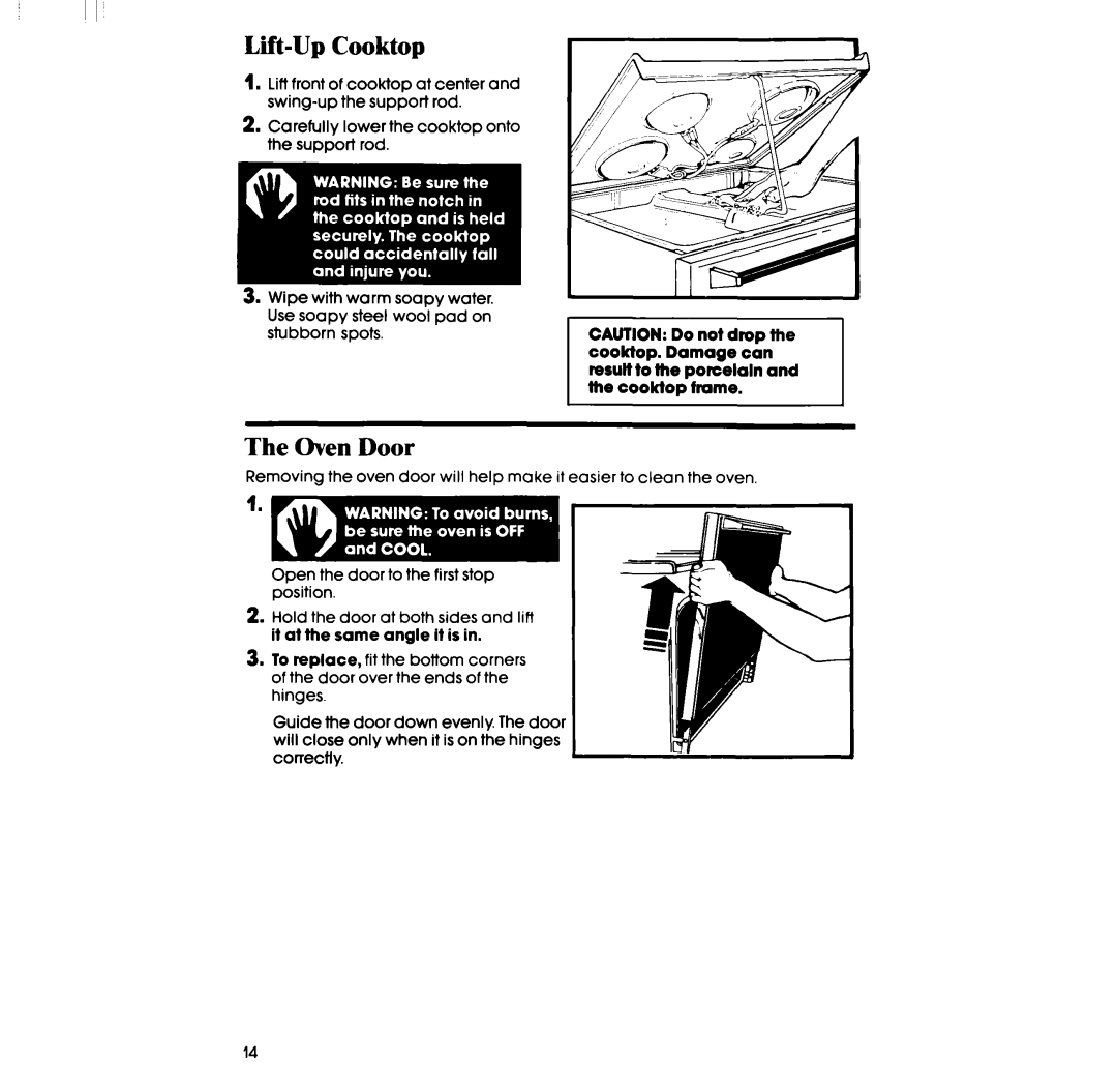 Whirlpool RF335EXP manual Lift-UpCooktop, The Oven Door 
