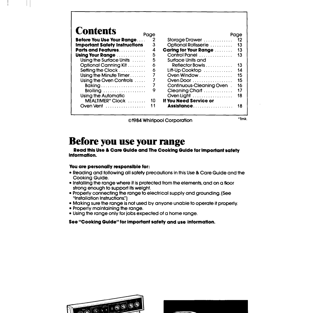 Whirlpool RF3365XP, RF336PXP manual Before you use your range, Contents 