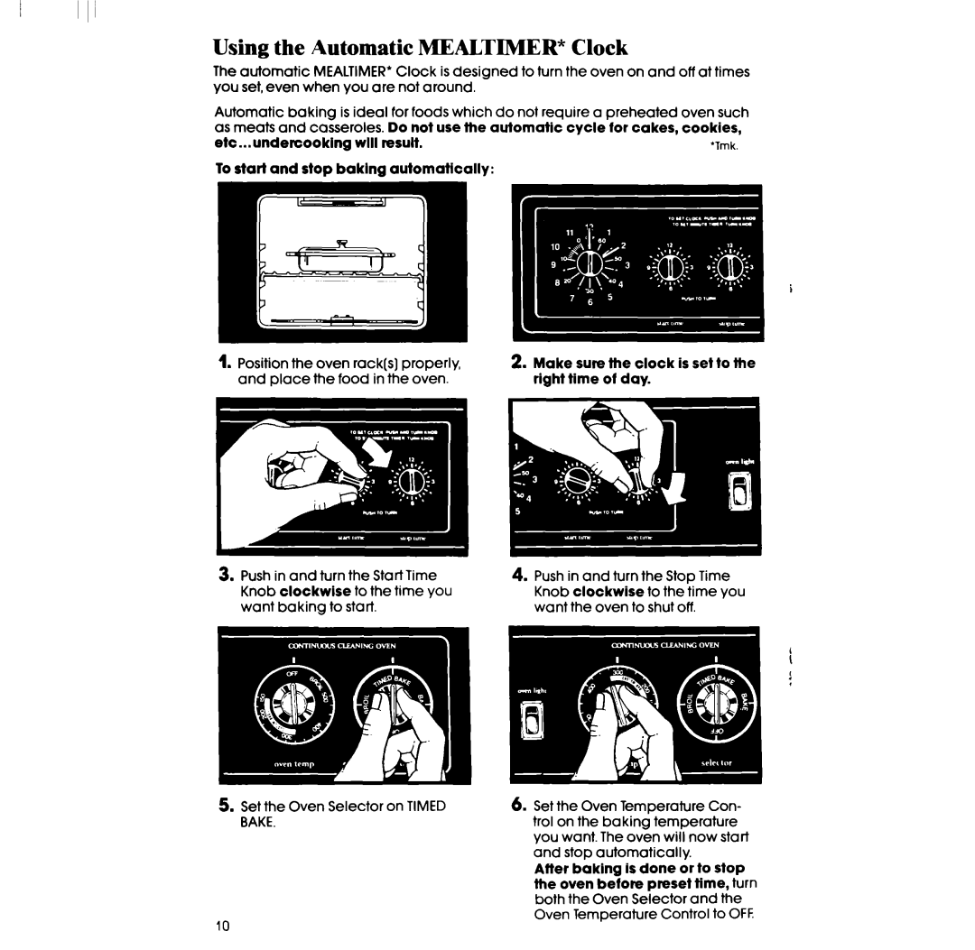 Whirlpool RF3365XP, RF336PXP manual Using the Automatic MEALTIMER” Clock 