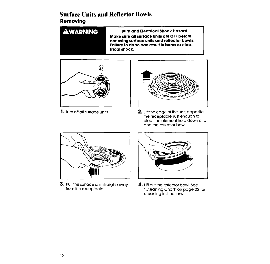 Whirlpool RF3365XW manual Reflector Bowls 