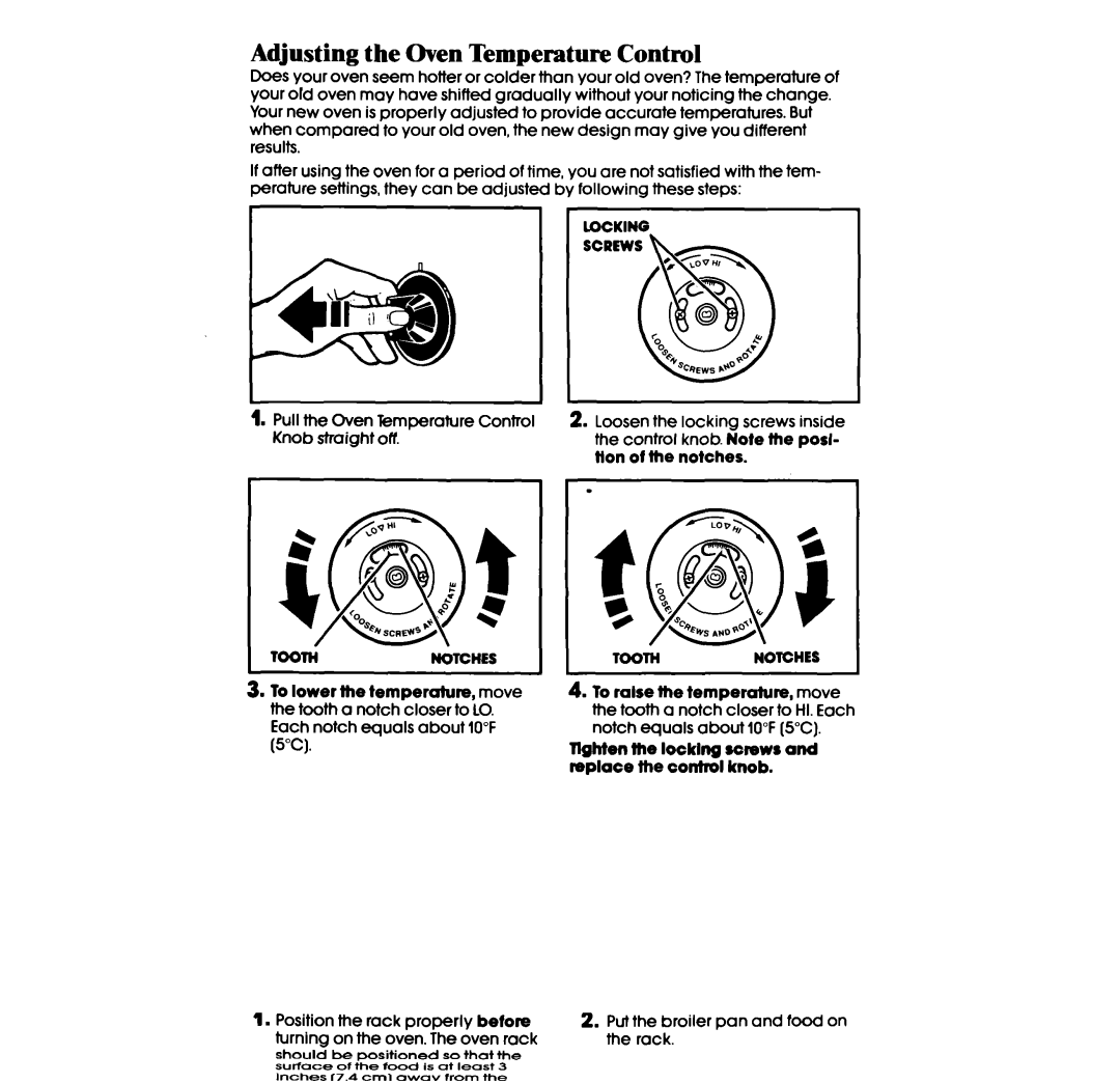 Whirlpool RF33OOXV manual Adjusting the Oven Temperature Control, Pull the Oven Temperature Control Knob straight off 